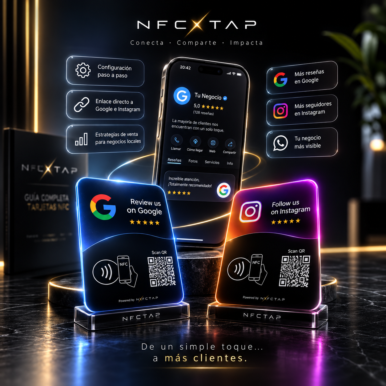 Tarjeta NFC para Reseñas de Google + QR | NFCTAP