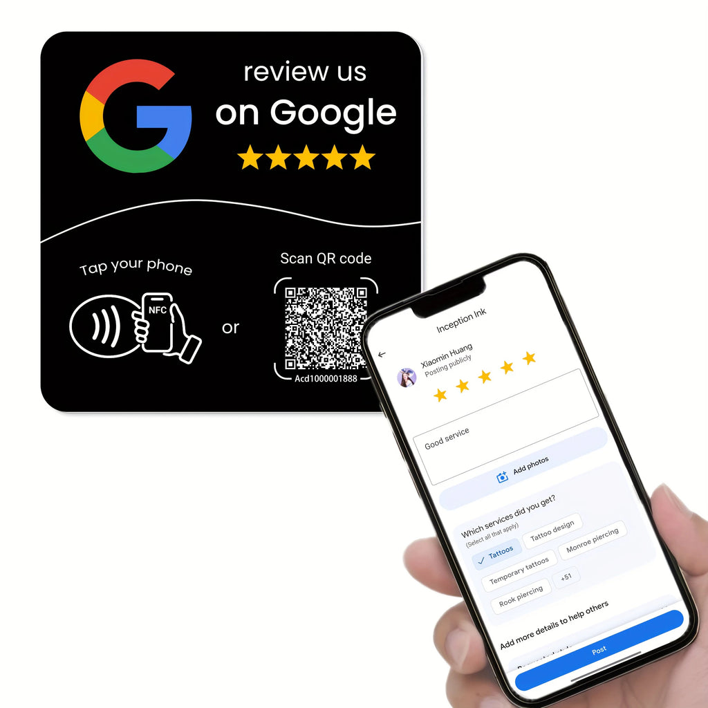 Tarjeta NFC para Reseñas de Google + QR | NFCTAP