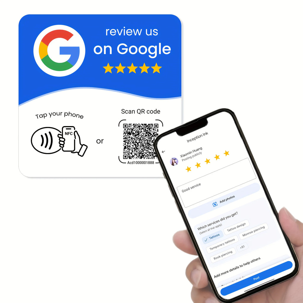 Tarjeta NFC para Reseñas de Google + QR | NFCTAP